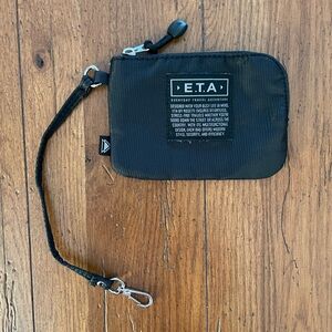 Rosetti Black E.T.A. Travel Wristlet with Zip and Detachable Strap 4"x6"
